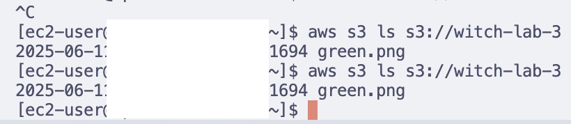 screenshot of listing s3 contents